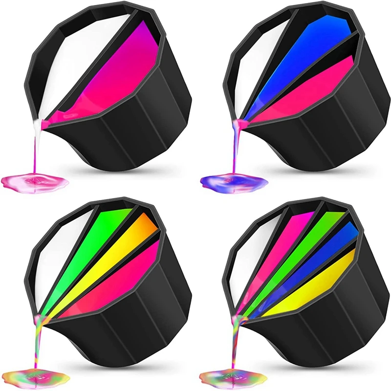 

4Pcs Silicone Split Cup For Paint Pouring Reusable Paint Cups For Acrylic Paint Resin Pouring DIY Oil Painting Supplie