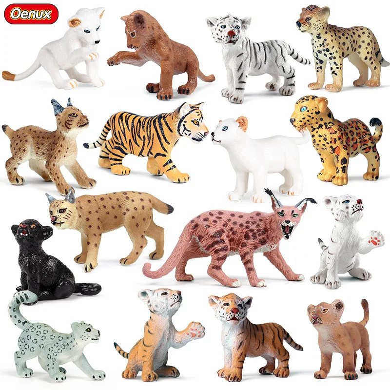 

4-10cm wild Animals tiger Lion Panthera pardus solid mini size simulation Model Action Figures zoo Education Toy Ornaments Kids