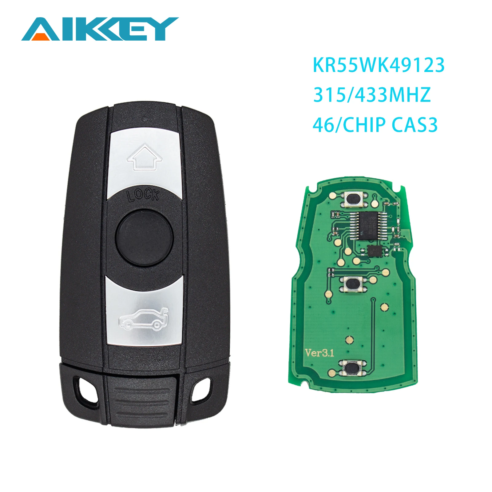 Для BMW автомобильный ключ дистанционного управления KR55WK49123 315/433 МГц 46 чип CAS3 3-Series
