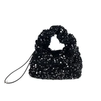 fashion sequins hobos women handbags ruched handle lady clutch bags luxury shinny beaded evening party small tote purse 2022 sac