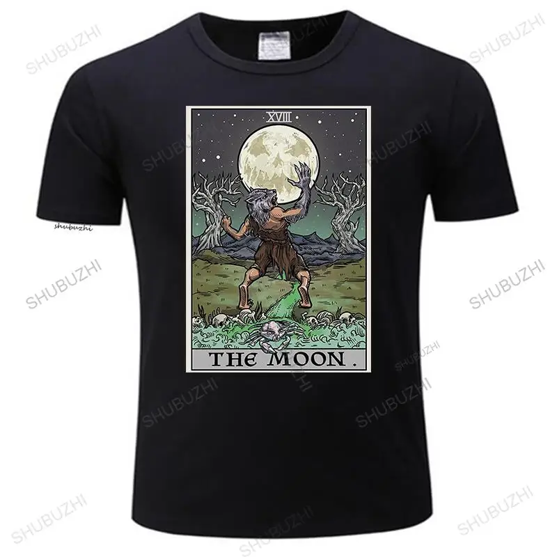 

New Halloween Werewolf Tarot Card T Shirt The Moon Gothic Clothing Plus Size Goth Sportswear fashion tee-shirt homme tops