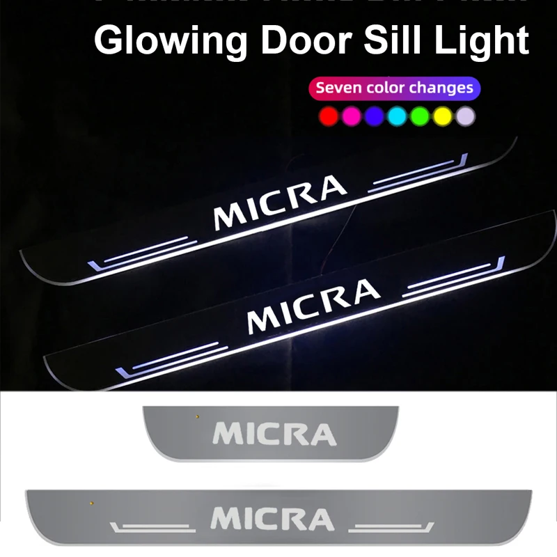 

Дорога светильник для Nissan Micra, входная педаль, украшение окружающей среды, перезаряжаемая полоса, порог передней и задней двери автомобиля, иллюзорная цветная лампа