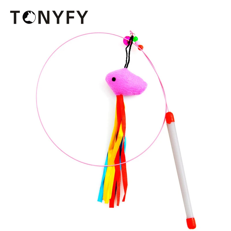 

Cat Toy with Fish Mouse Shape Tassel Cat Teaser Wand Funny Cat Stick Cat Interactive Games Toy Pet Cat Supplies Cat Accessory