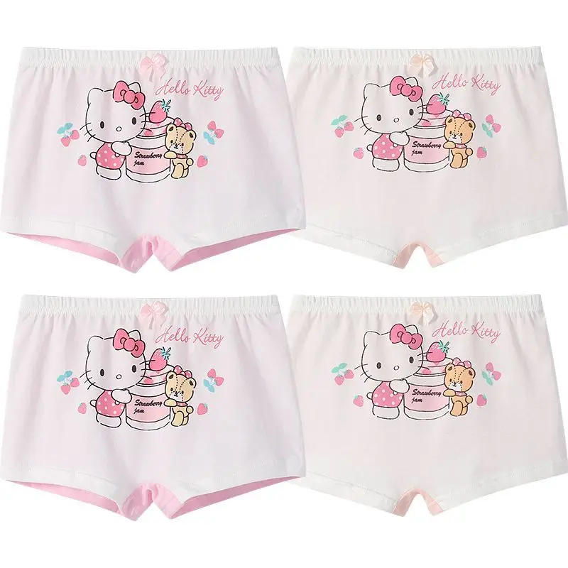 

4 шт., Детские хлопковые шорты с принтом Hello Kitty