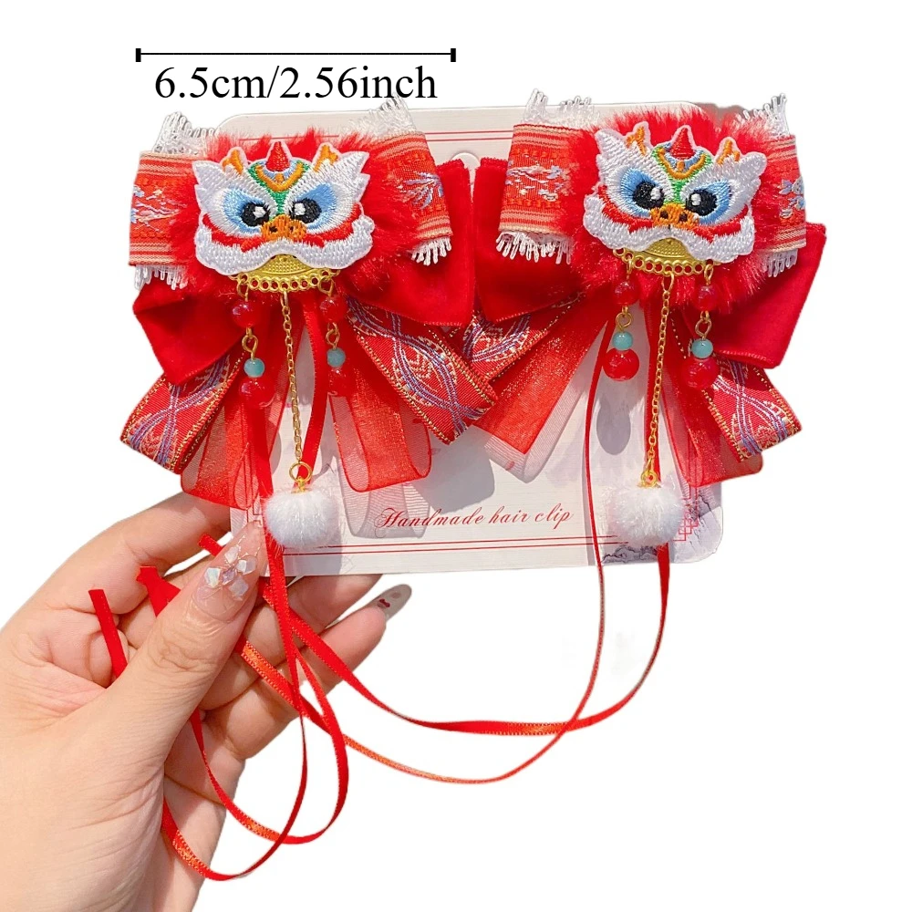 Детская китайская заколка для волос с изображением льва головной убор цветочной