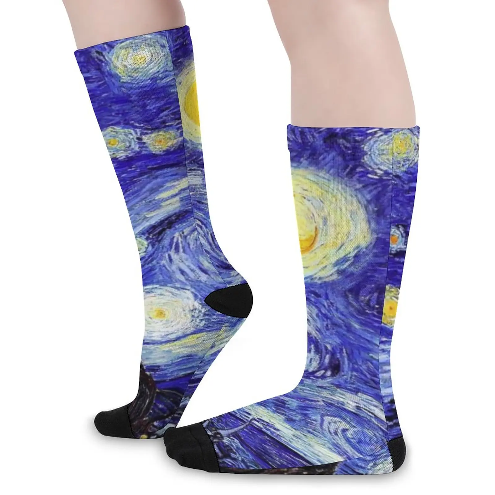 

Чулки с изображением гор Ван Гога, повседневные носки с мотивом звездной ночи, весенние нескользящие носки для девочек, мягкие спортивные носки для улицы