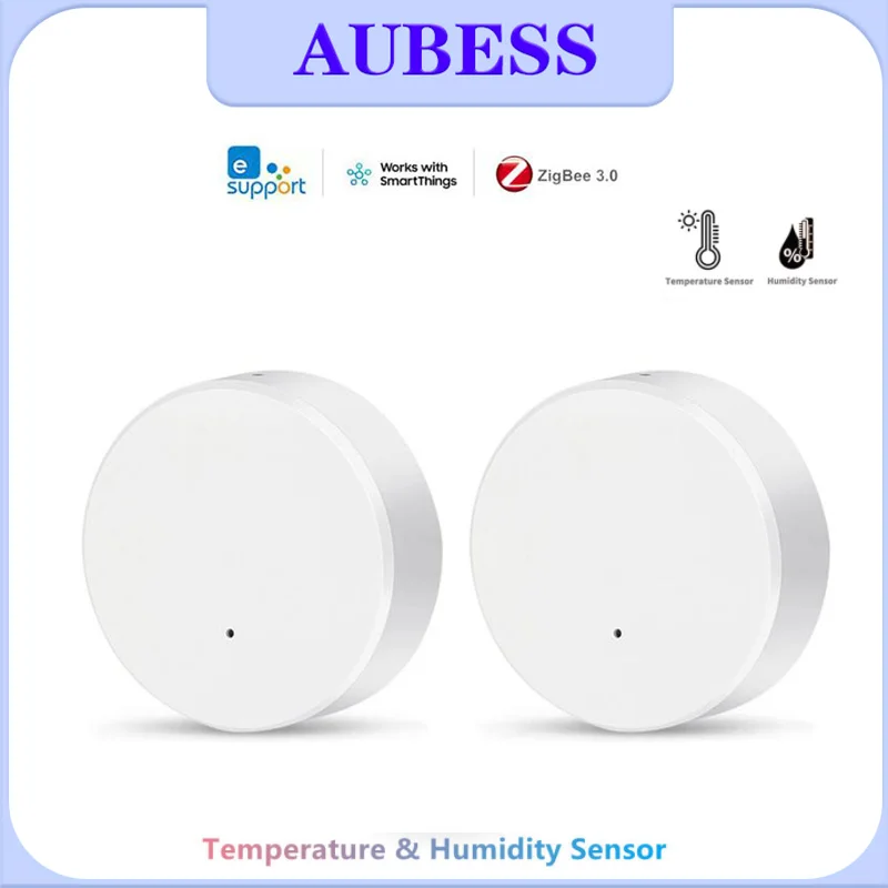 

Умный датчик температуры и влажности Aubess ZigBee, комнатный термометр для управления с помощью приложения EWeLink, работает со шлюзом Zigbee