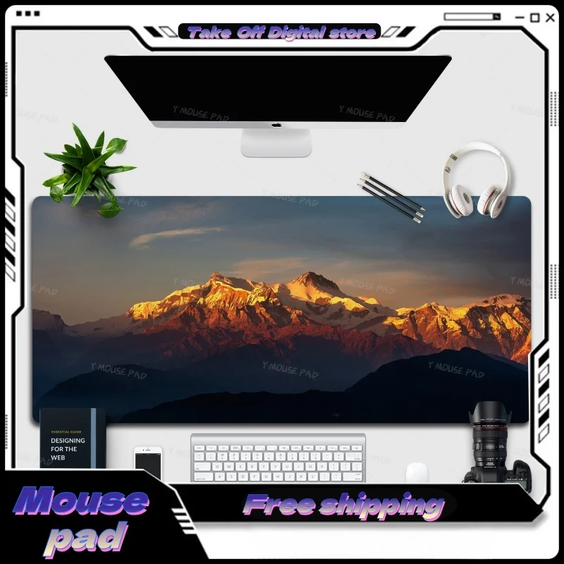 Коврик для мыши с горным пейзажем большой снежный пик звездное небо коврик