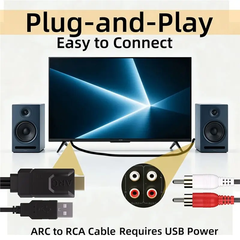 Фото Аудиоконвертер B29C-192Khz EARC/ARC в RCA для подключения телевизора к колонкам, с регулировкой громкости CEC, поддержкой PCM2.0, экстрактор звука ARC в RCA №4