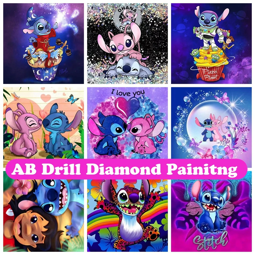 

Disney DIY 5D AB Diamond Painting Cartoon Lilo & Stitch Nani Diamond Embroidery Mosaic Art Rhinestone Home Decor Children's Gift