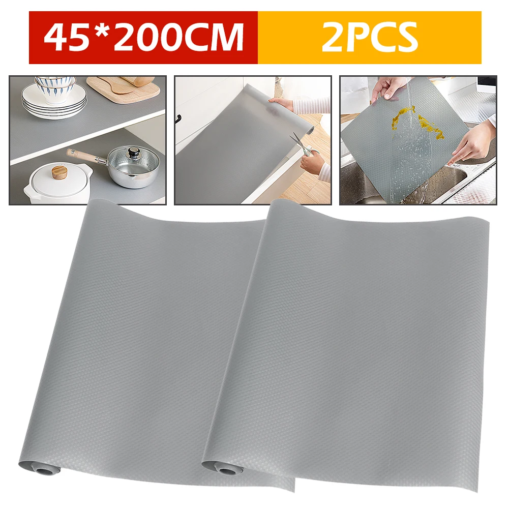 

2pcs Reusable Shelf Cover Liners Cabinet Drawer Mat Moisture-Proof Waterproof Dust Anti-Slip Fridge Kitchen Table Pad