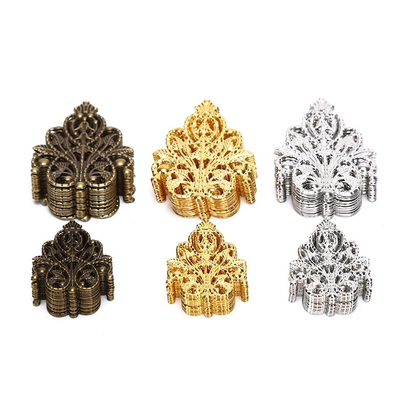 

10/30/50pcs Wholesale Filigree crafts Hollow Embellishments Findings Jewelry Accessories Bronze Tone ornaments 35mm 48mm