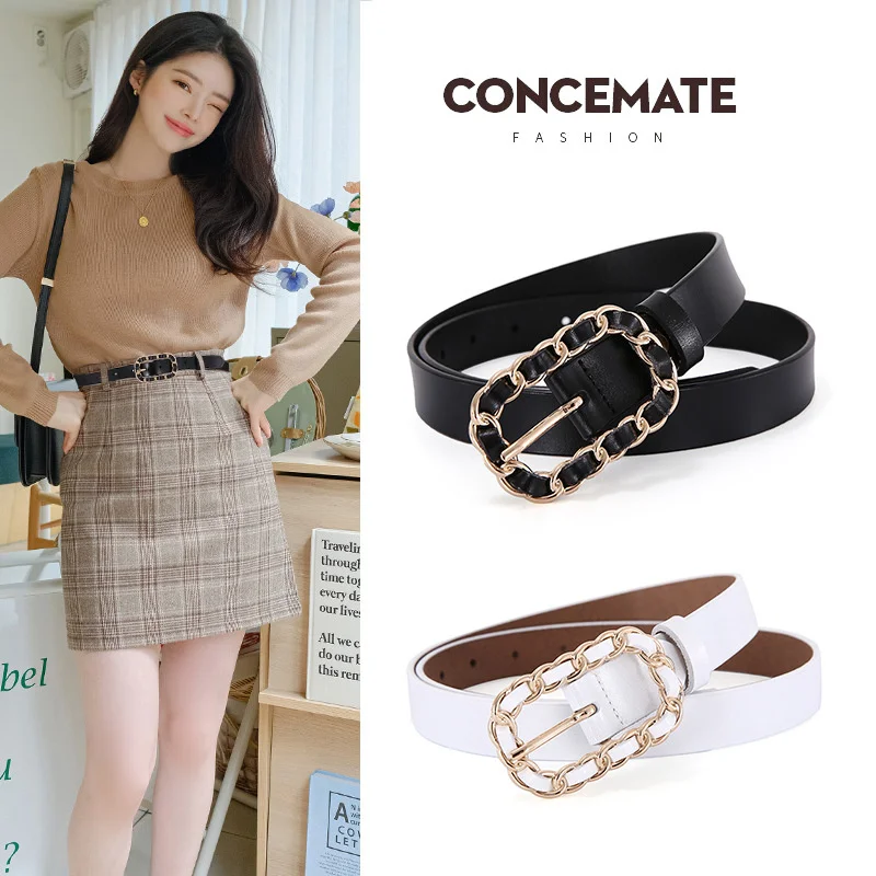 

Женская кожаная и стильная простая юбка, декоративная воловья кожа, модный широкий Повседневный джинсовый ремень, классический