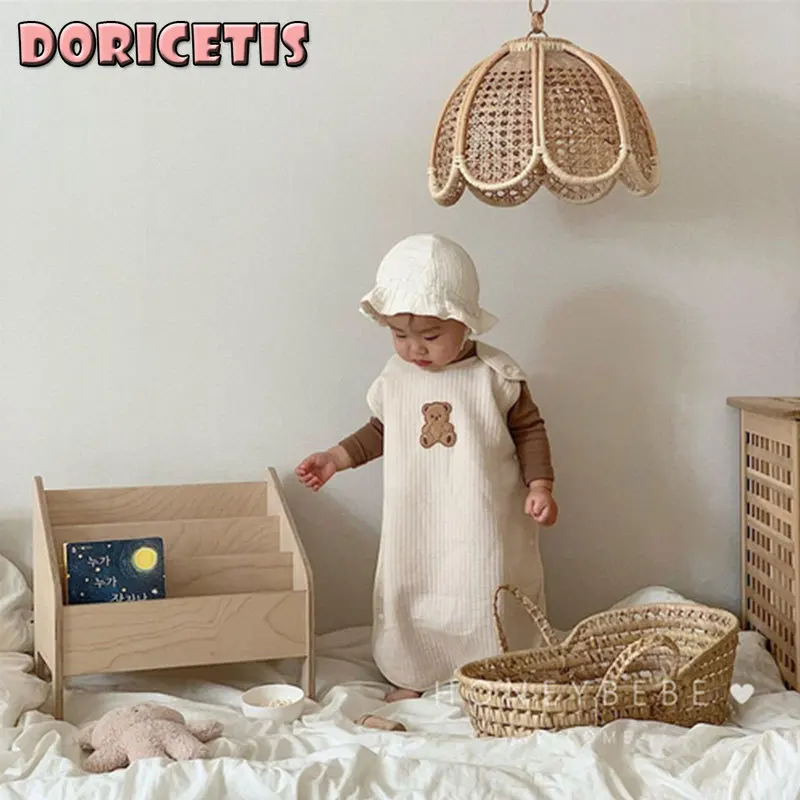 

Комбинезон для новорожденных, мягкий удобный хлопковый однотонный жилет без рукавов, стеганое одеяло, всесезонный