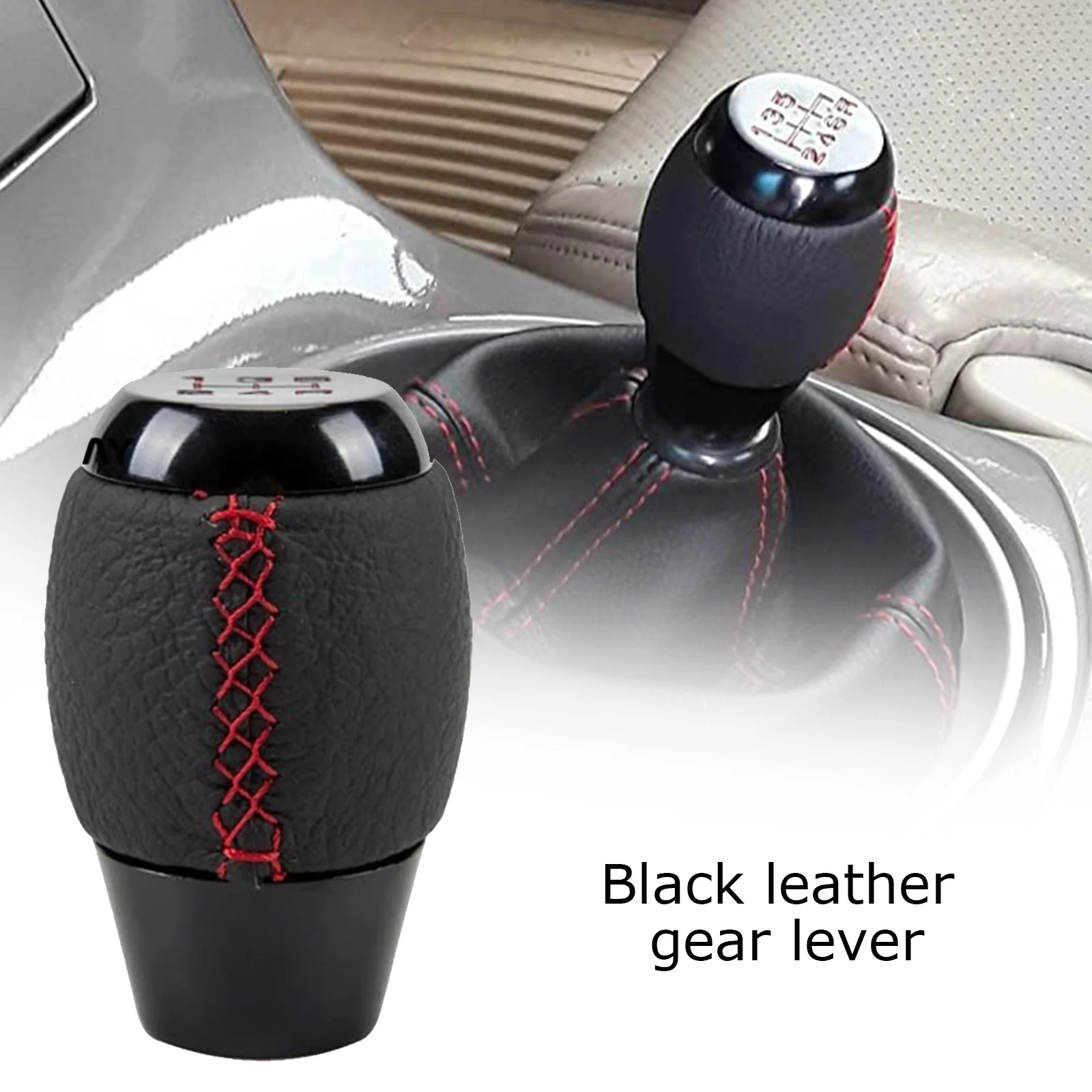 

5 Speed Car Shift Knob Black Leather Manual Lever Handbrake Covers Universal for BMW VW Citroen Audi Toyota Ford Mazda