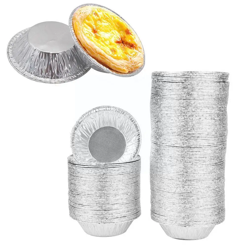 

50/100pcs Baking Mold Cookie Muffin Egg Tart Mold Aluminum Tools Bakin Foil Disposable Good Round Cake Foil Cup Tin Q8w8