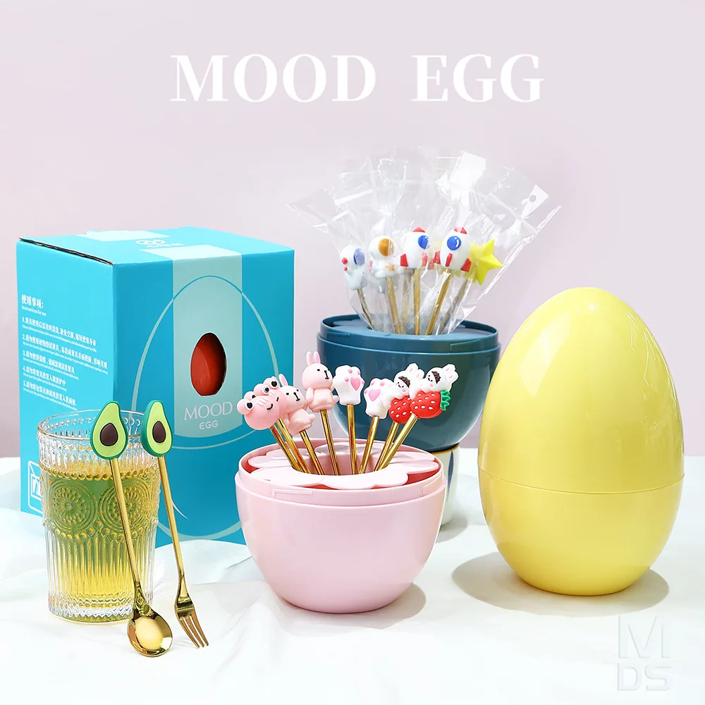 

New Christmas Cutlery Set Stainless Steel Tableware Set 8pcs With Organizer Egg Design Xmas Spoon Fork for Kids Home Decorations