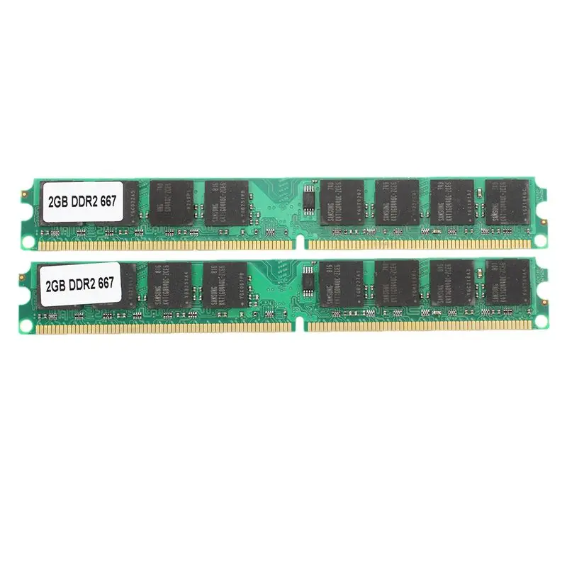 

2X 2GB Memory RAM DDR2-667 MHZ PC2-5300 Non-ECC Desktop PC DIMM 240-Pin
