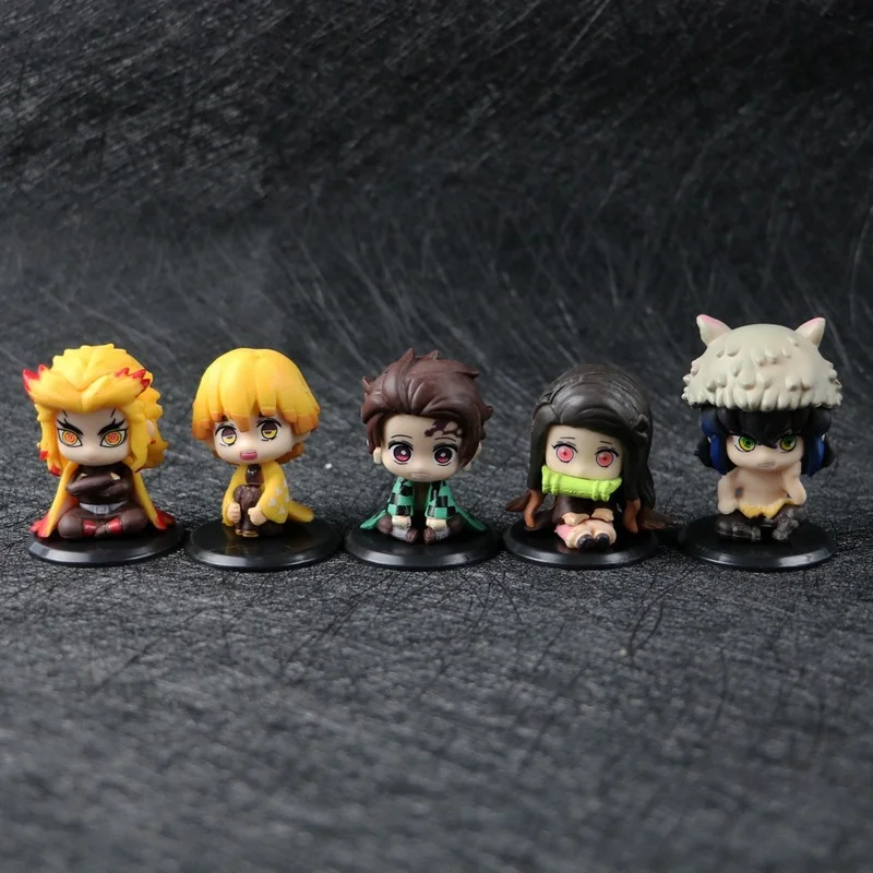 

5 Tanjiro Norouzi Inosuke Zenitsu Q Version Kimetsu No Yaiba Peripheral Doll Decoration Doll Figure Children's Toy Gift PVC