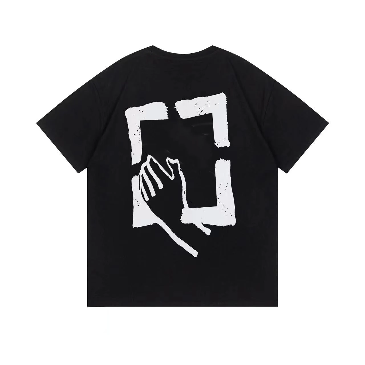 

Модная хлопковая футболка с коротким рукавом, Мужская футболка, футболка с ручным принтом, повседневные футболки, футболки с принтом сзади, ...