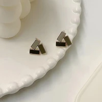simple contrast stud earrings for women girls aesthetic geometric earrings female hollow out small ear studs fashion jewelry