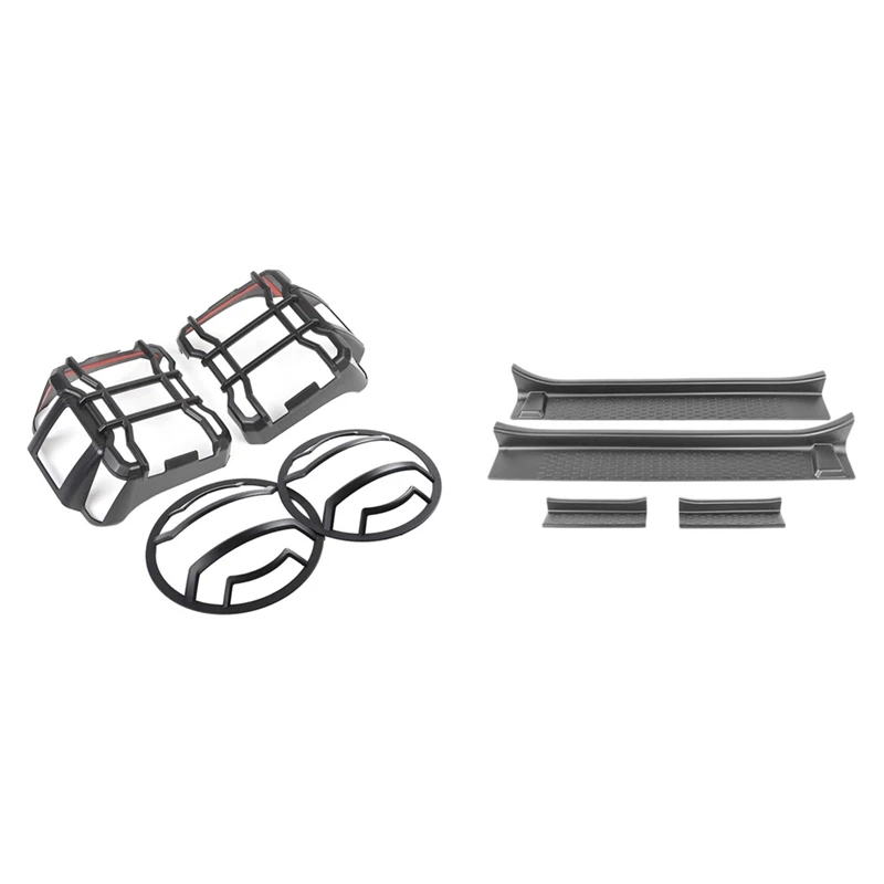 

Front Entry Guards Door Sill Plate Protectors For Jeep Wrangler JL 2018+ & Front Headlights Guard Tail Lights Guard Trim