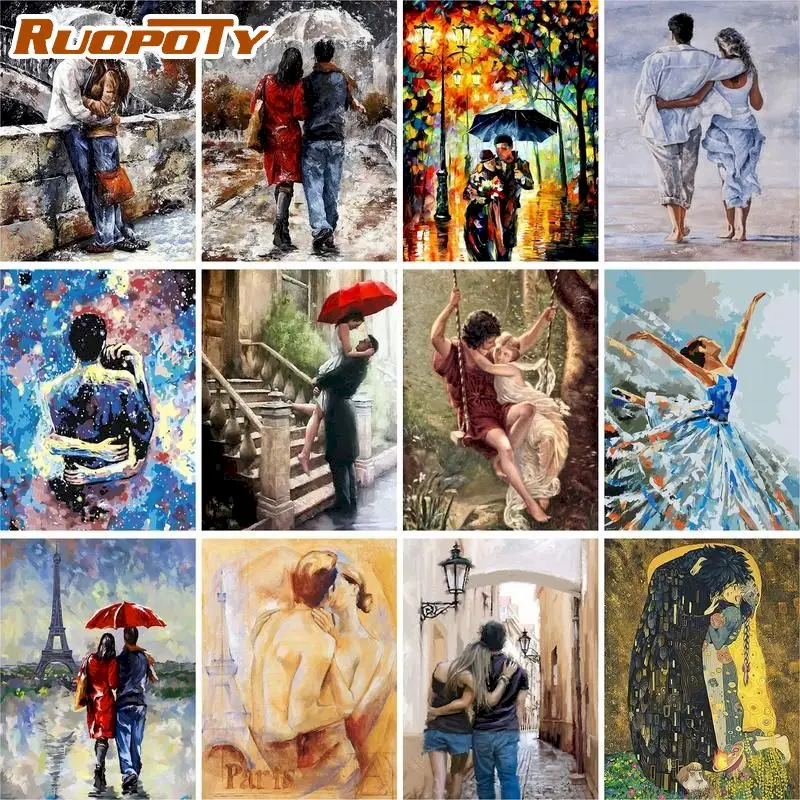 

RUOPOTY Diy Painting By Numbers Kits For Aldult Drawing Canvas HandPainted Home Decor DIY Oil Pictures By Numbers Lovers Figure