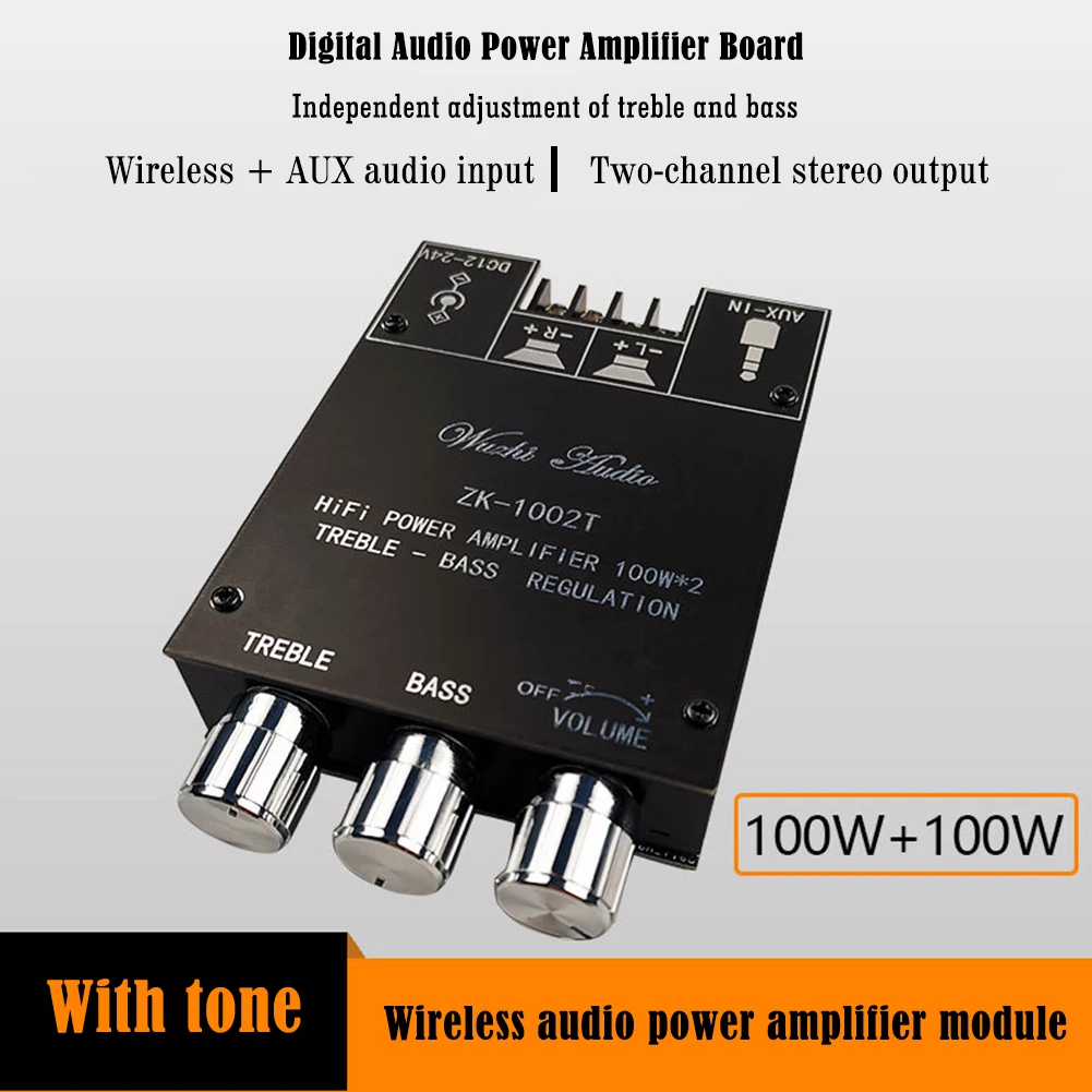 

ZK-1002T Bluetooth-Compatible Amplifier HIFI 2.0/2.1Channel 100Wx2 50Wx2 150Wx2 Audio Module Kit
