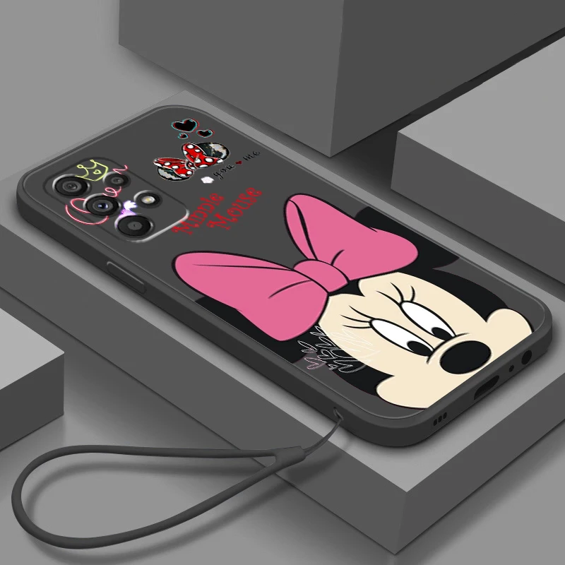 

Disney Minnie Mickey Love Art Liquid Rope Phone Case For Samsung A73 A72 A71 A52 A53 A54 A51 A42 A34 A32 A14 A21 A13 A04 A03
