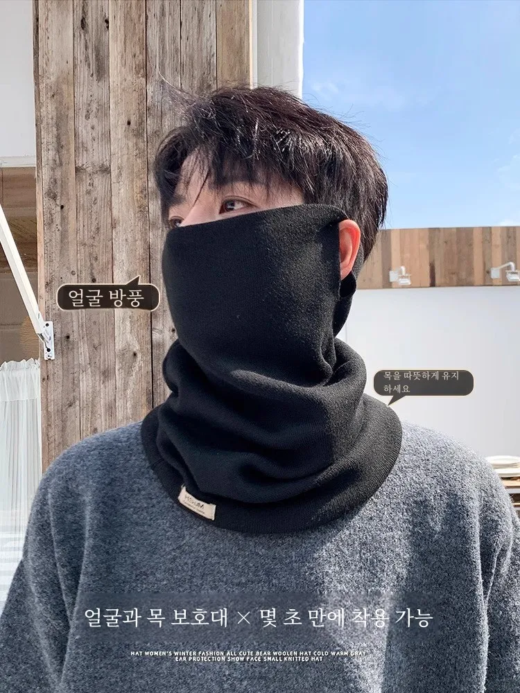 Ear Mask Men 2024 Winter Windproof Warm Riding Cold-Proof Neck Guard Bandana Women Knitted Wool Scarf