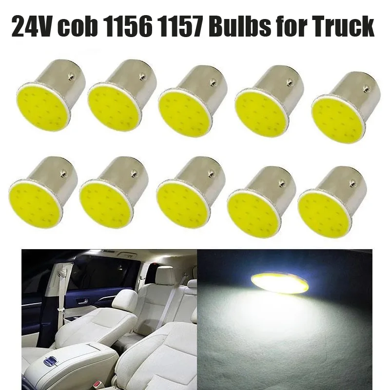 

2X Car LED Light 1156 BA15S 1157 BAY15D 12SMD COB Bulbs White 6000K Reverse Stop Signal DRL Daytime Running Lamp for Truck 24V