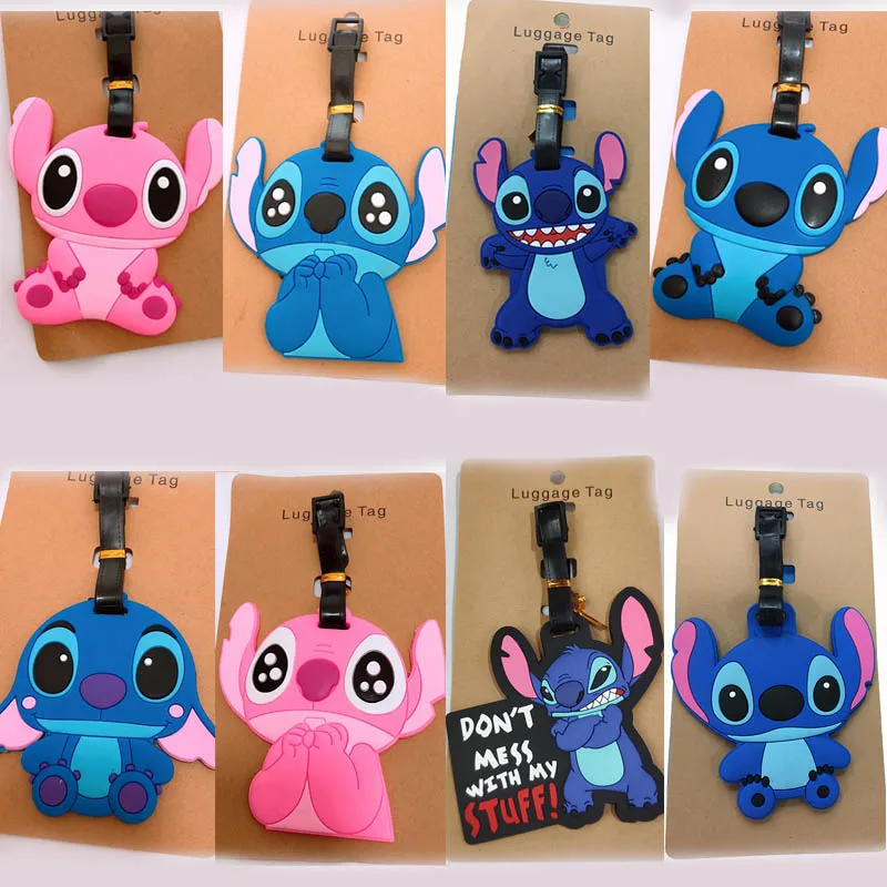 Disney Lilo & Stitch Travel Accessories Luggage Tag Silica Gel Suitcase ID Addres Holder Baggage Boarding Tag Portable Label