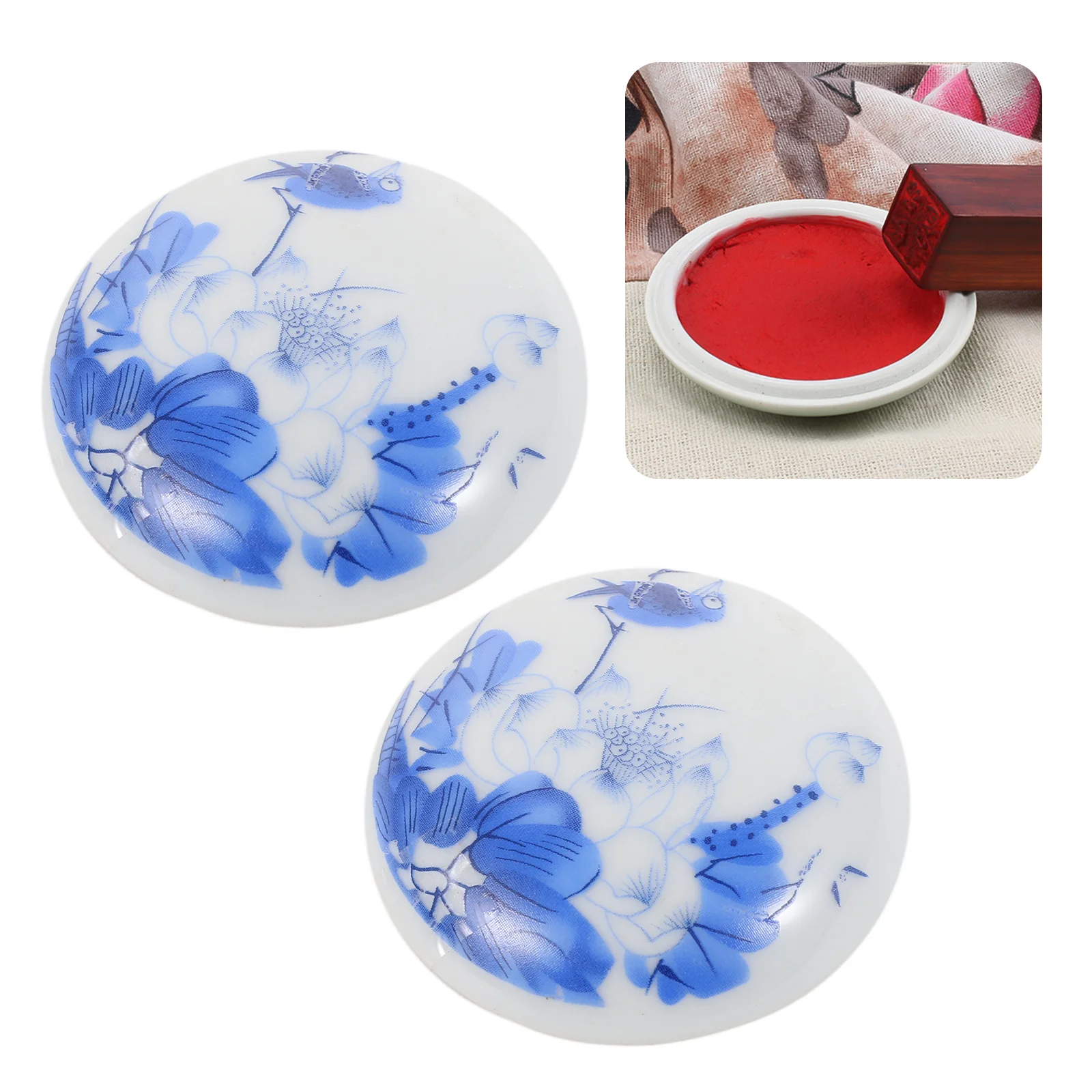 

2pcs Jingmian Ink Calligraphy Stamp Seal Round Chinese Yinni Pad Ink Thumbprint Pad Calligraphy Red Ink Pad Ink Pad Compact