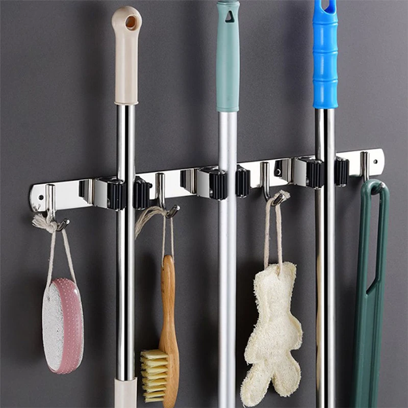Настенный держатель для швабры и метлы сверхмощный органайзер металлический