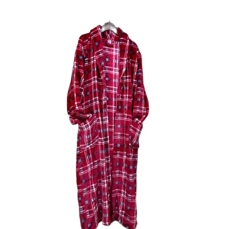 Mew Winter Flannel Nightgown For Women Robe Clouds Plaid Long Style Is Warm And Soft Pajamas Plus Size
