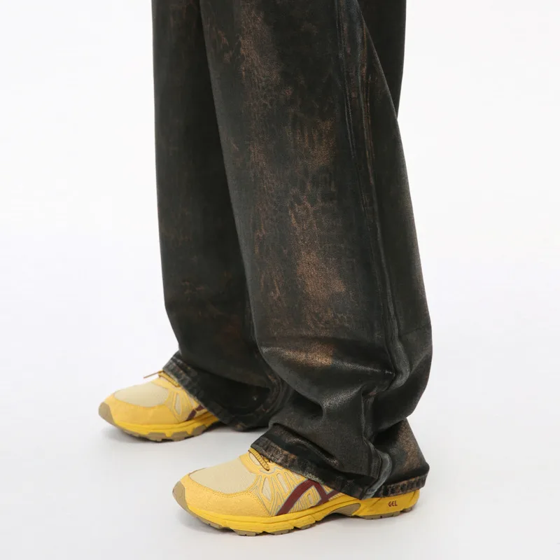 Джинсовые брюки SYUHGFA мужские с карманами в американском стиле свободные прямые