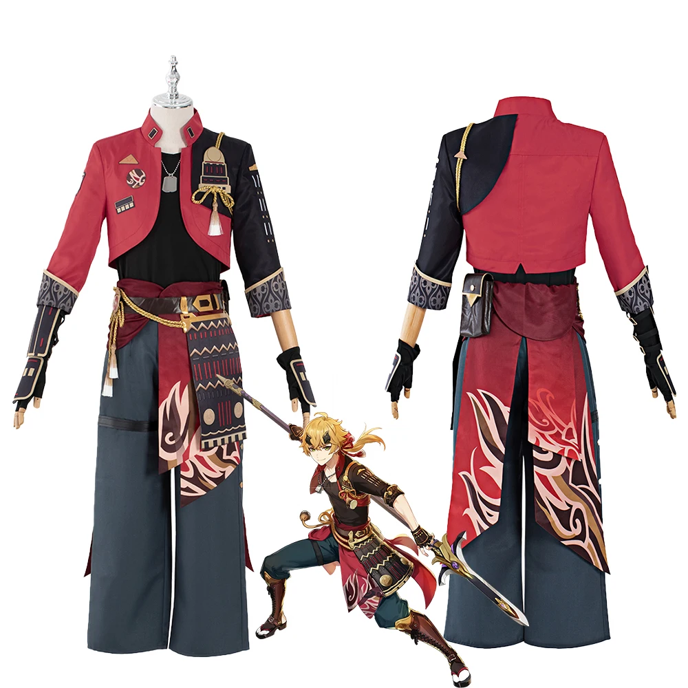 

Genshin Impact Thoma Costume Cosplay Suit Shoes Wig Outfit