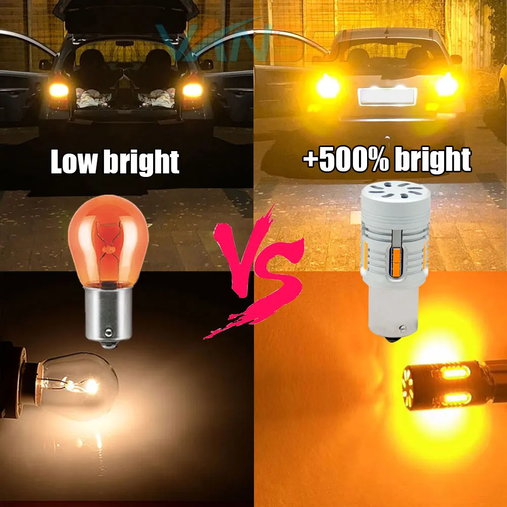 Лампы желтого и янтарного цвета для поворотников автомобиля 2 шт.