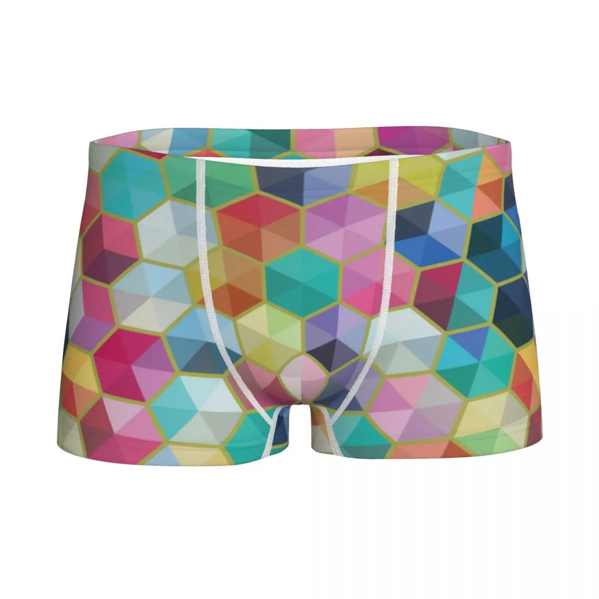 

Children's Boy Underwear Hexagon Colorful Young Panties Boxer Shorts Rainbow Geometric Art Teenagers Cotton Underpants