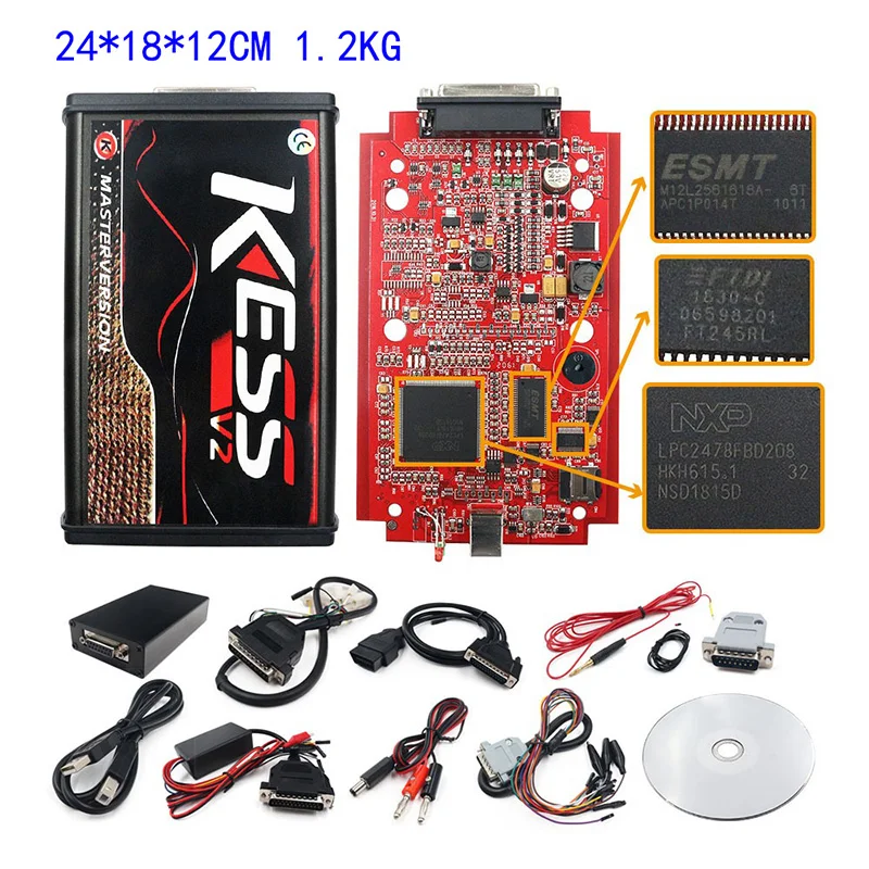 Фото New Version ECU Programming Tuning Tool For Kess V2 V5.017 OBD2 V7.020 For KTAG Firmware Car Trucks Master BDM Software Red PCB №1