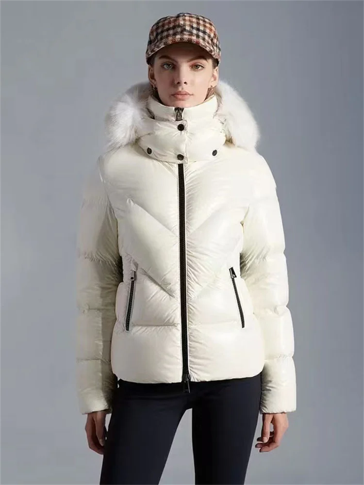 

Winter New Women's 2023 Detachable Fur Collar High Quality Short Hooded Down Thickened Warm Fashion Jacket