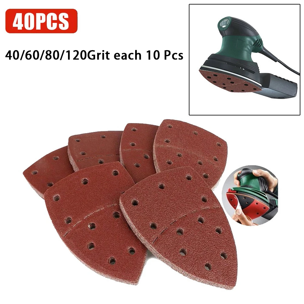 

40pcs Triangle Sandpapers 40/60/80/120Grit Triangular Discs Sanding Pads Sandpaper Sheets For PSM 160A PSM 80A Sanding Pad