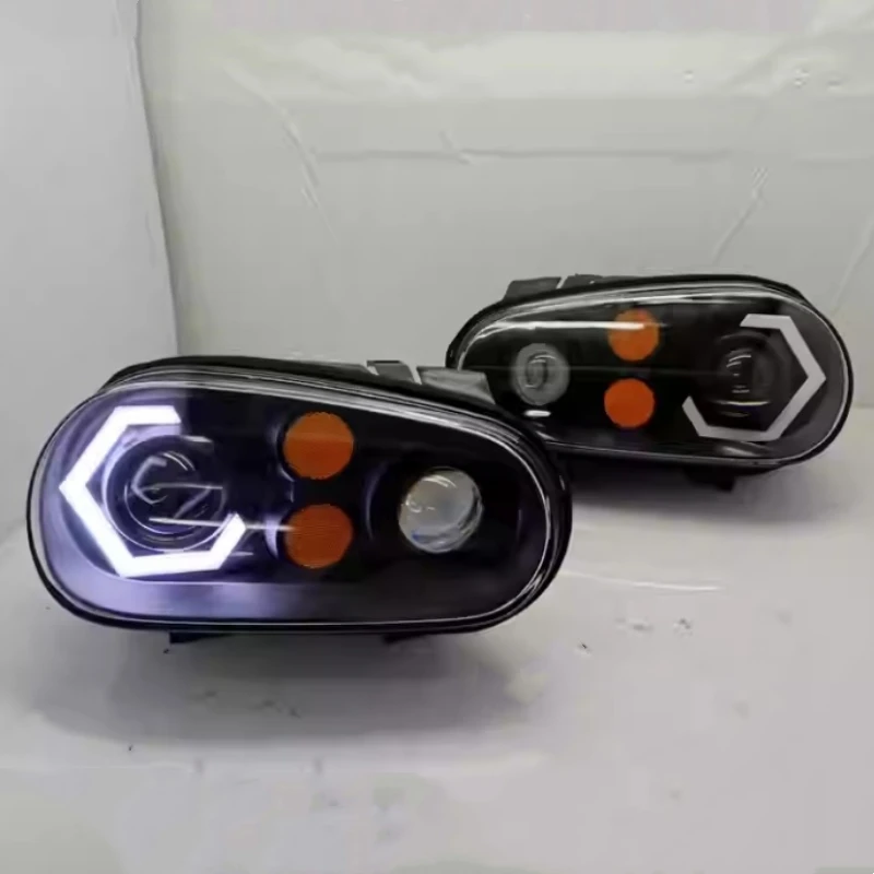 

Передняя фара со светодиодной линзой для Volkswagen vw Golf 4, модифицированные дневные ходовые огни, ангельские глаза с указателем поворота