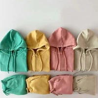 2022 autumn baby zipper big pocket hoodie suit children pure color long sleeve topspants 2pcs set kid cotton casual coat suits