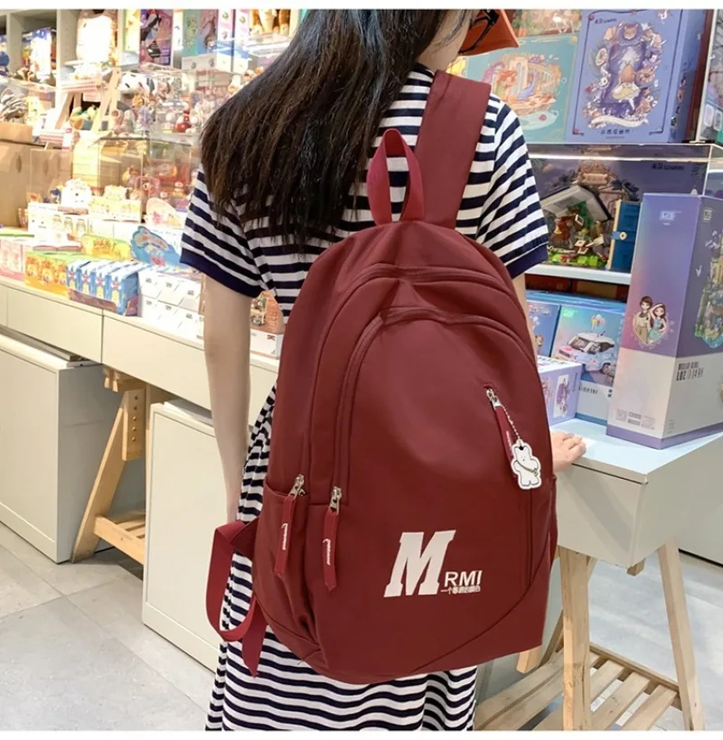 

Qyahlybz Large Capacity Junior High School Bag Girl Backpack Retro College Students Travel Backpack