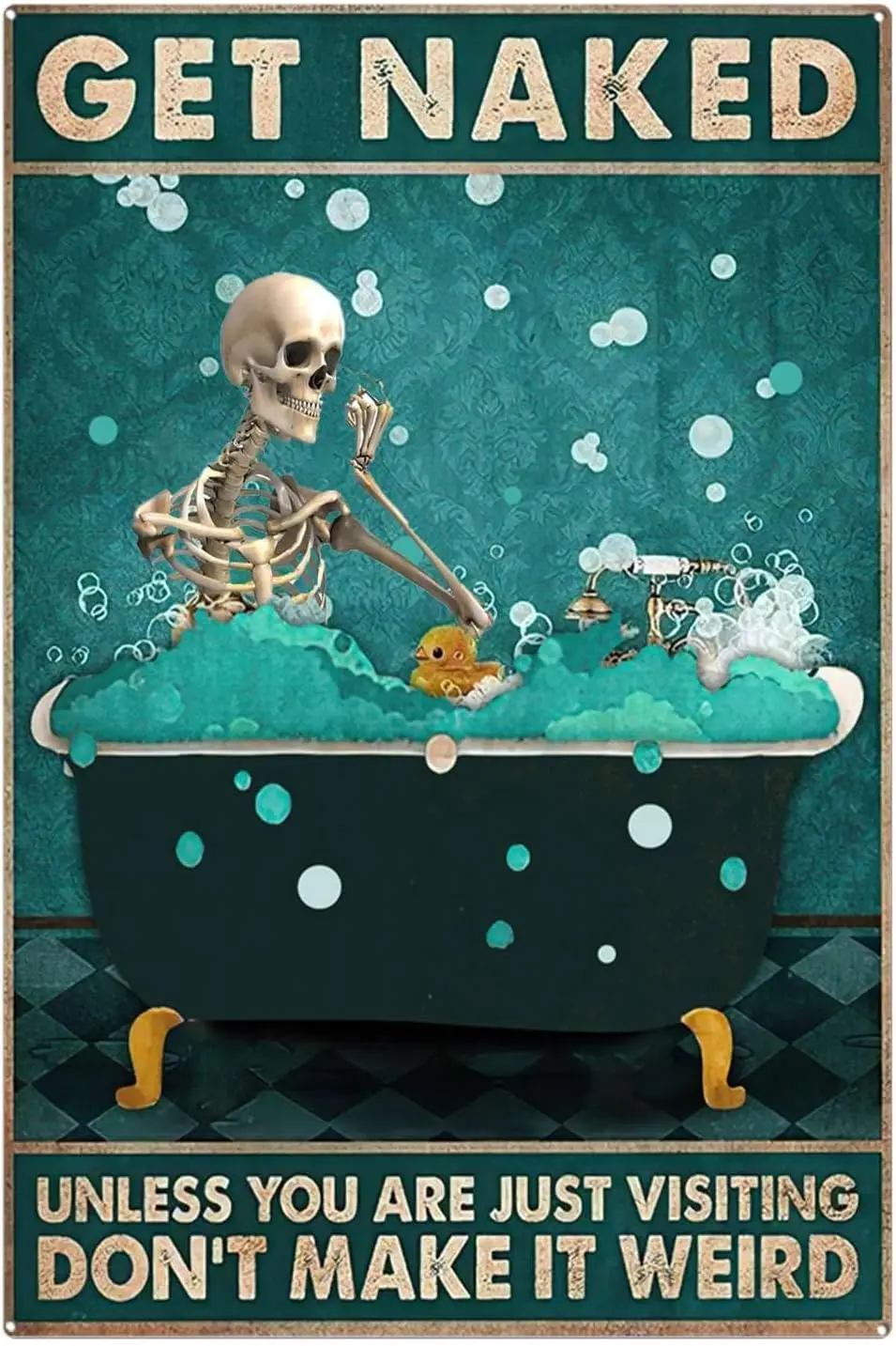 Оловянные металлические знаки, скелет обнаживается, если вы только не посетите, не делайте это странным, Забавные знаки скелета для ванной, скелет