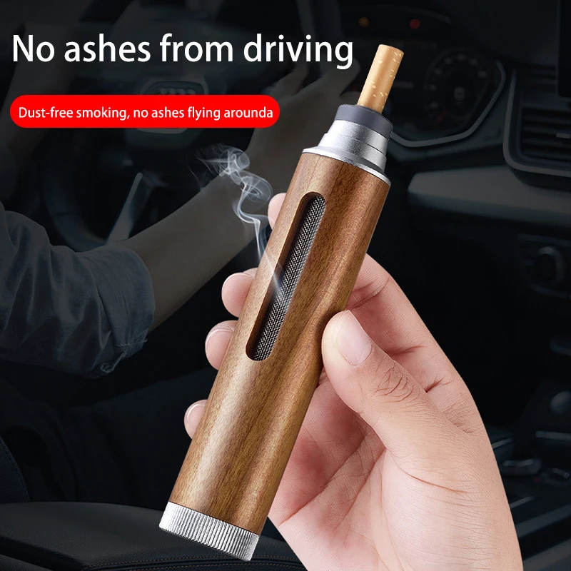 

Portable Ashtray Mini Car Ashtray Anti Soot-flying Cigarette Cover Anti-ash Luxury Wood Cigarette Holder for Smoking Gift