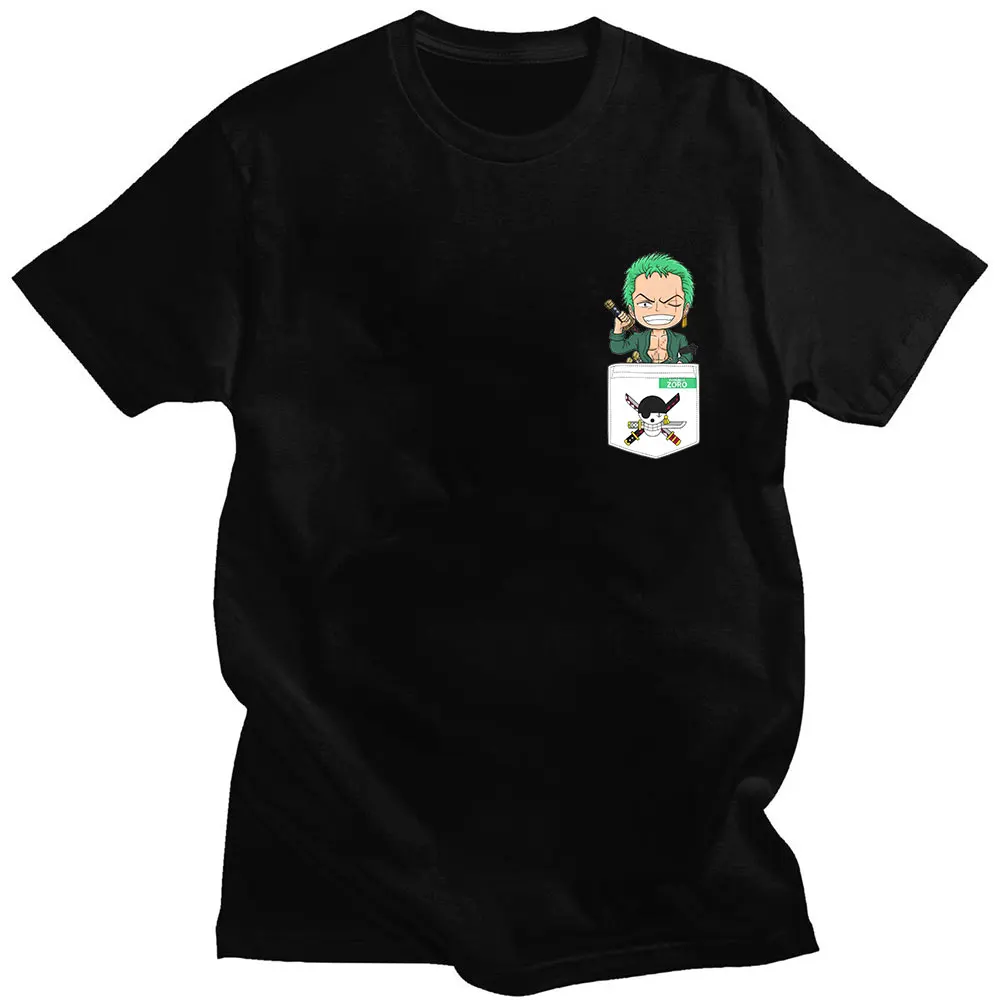 

Anime One Piece Roronoa Zoro Pocket Japanese Street Cosplay Comic Print Summer Short-sleeved Thin Cotton Loose Sport Men T-shirt