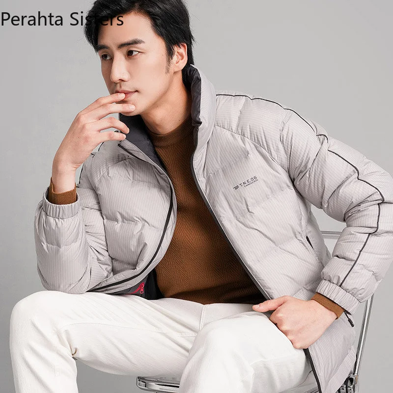 

Autumn Winter 80% High-end White Goose Jacket Men Fashion Zipper Stand Collar Down Coat Korean Men's Warm Clothing