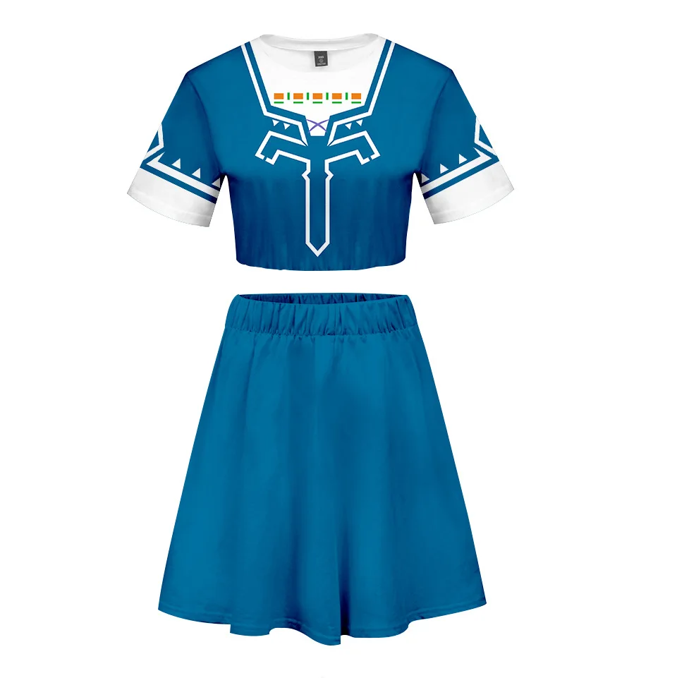 

Женский спортивный костюм для косплея, Повседневная футболка и юбка в стиле хип-хоп